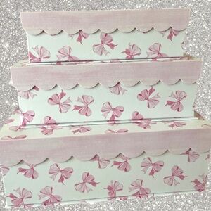 Pink Bow Coquette Gift Storage Box Set New 3pc tiktok viral
